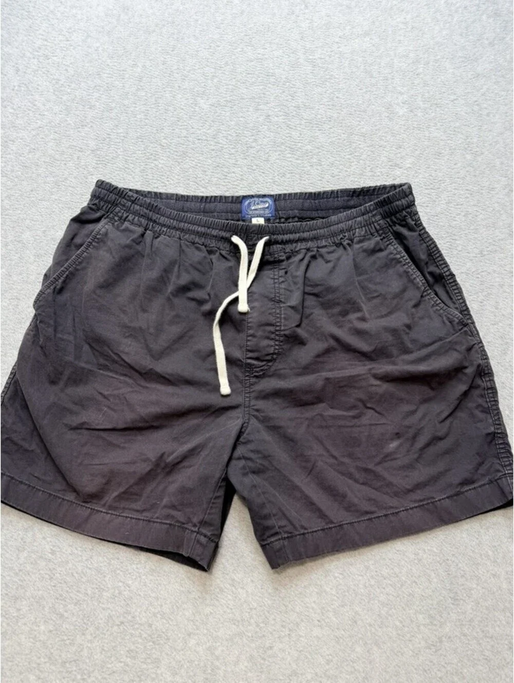 J Crew Mens Drawstring Shorts L Charcoal Gray Cotton Stretch Casual